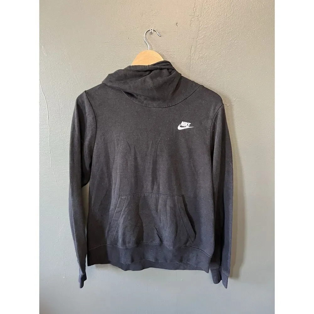 Nike Sportswear Athletic Womens Black Pullover Hooded Sweatshirt Size M